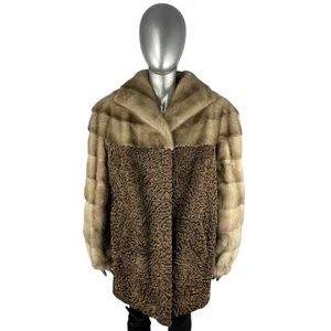 Silver MINK w/PERSIAN LAMB Jacket, Sz 3XL, Certified Vintage Fur w/Storage Bag - Picture 1 of 10