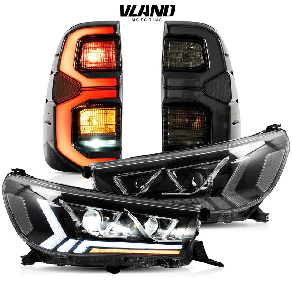 VLAND For 2015-2019 Toyota Hilux/Vigo LED Headlights Animation+Smoke Tail Lights - Image 1 of 4