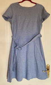 Oliver Bonas Pause Stripe Cut About Blouse Midi Dress Size 12 100% Cotton Lined - Picture 1 of 14