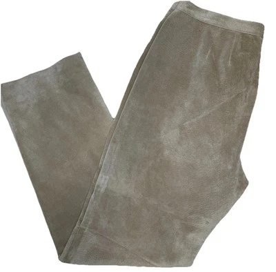 Calça Vintage Doncaster 100% Couro Camurça Tamanho 10 Bege Claro Forrada Ajuste Clássico - Imagem 1 de 4