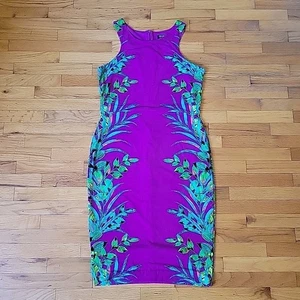 Abito tubino senza maniche stampa tropicale Nicole by Nicole Miller mod viola medio - Foto 1 di 12
