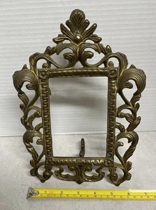 Vintage Heavy Ornate Brass Easel Metal Picture Frame Aged Patina 9” X 6”, 3”x5” - Picture 1 of 6