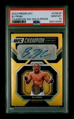 2023 Panini Prizm UFC BJ PENN Autograph Gold Prizm Champion Auto /10 PSA 10 - Image 1 of 3