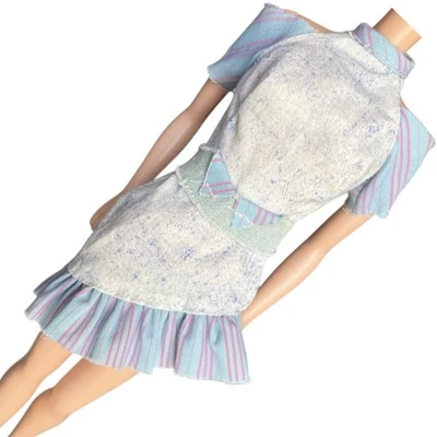 Vestido Barbie Recortado Volantes Muñeca Mini Vestido De Colección Años 80 Barbie Jeans Moda Foto 1 de 3