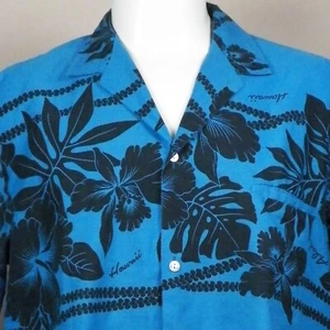 Royal Creations Hawaiian Mens XL Shirt Orchids Hawaii Welt Pocket Vintage - Picture 1 of 6