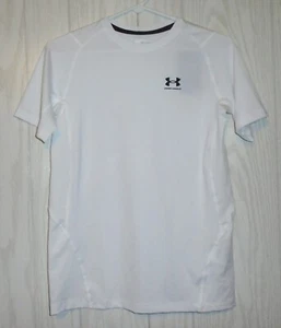 Under Armour Camicia ragazzo Heatgear manica corta aderente, bianca, ragazzo taglia YXL NUOVA CON ETICHETTE - Foto 1 di 7