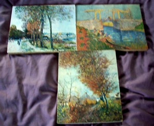 Old wooden Painted backed Pictures Trees 27x 21 cm used Ref No P23 - Picture 1 of 6