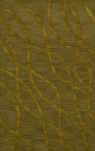 Green Transitional Hand Hooked Swirls Lines Stripes Area Rug Abstract DV10 - Picture 1 of 35
