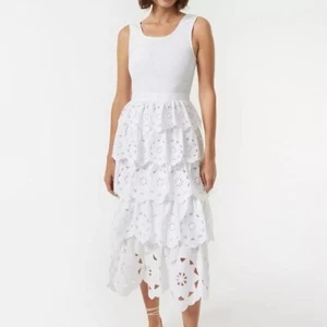 $595 NWT Rhode Nia White Eyelet Cotton Poplin Midi Dress Sz S - Picture 1 of 14