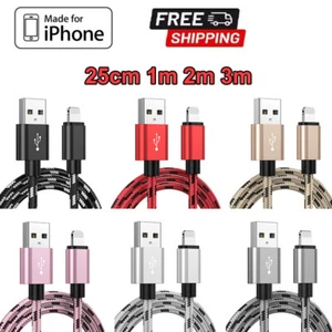 Heavy Duty Fast Charge USB Charger Cable For iPhone 14 13 11 12 8 7 6 5 Lead 3M - Picture 1 of 15
