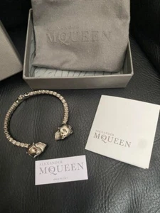 Alexander McQueen Bracelet Bangle Silver Twin Skull Brass Zirconia Stone Used!!! - Picture 1 of 9