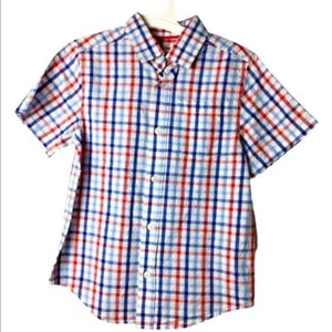 Jungen kariertes Hemd XL 16 rot blau Button Down Kurzarm Baumwolle adrett neu mit Etikett - Bild 1 von 7