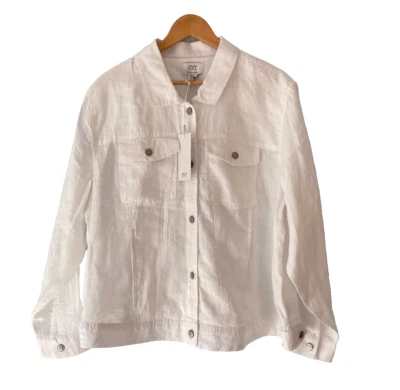 Новый с Ярлыками JNY Jones Нью-Йорк льняной джинсовой ткани стиль легкий куртка Sz 2 X белый - Изображение 1 из 4