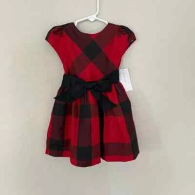 NWT Ralph Lauren Girls Red/Black Party Holiday Dress with Black Bow Size 18M - Image 1 of 4