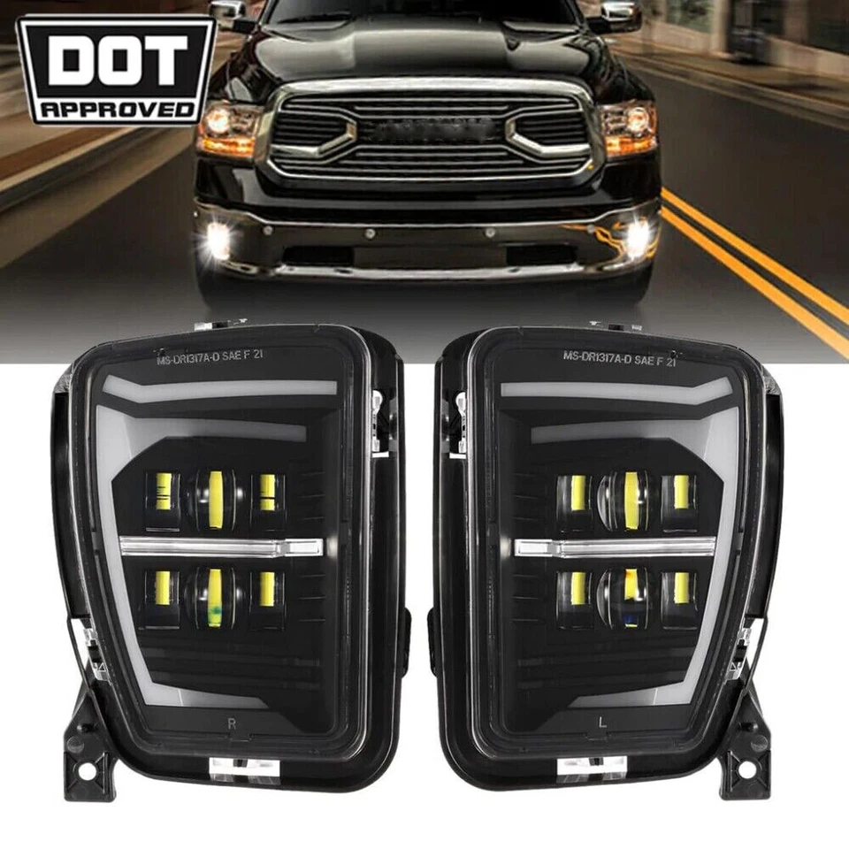 Luces antiniebla LED de parachoques con DRL para Dodge Ram 1500 2013 2014 2015 2016 2017 2018 Foto 1 de 4