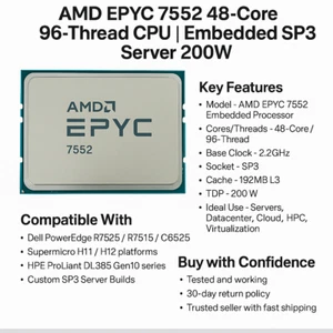AMD EPYC Embedded 7552 CPU processor 2.2GHz 48 core 96 threads 200w - Picture 1 of 5