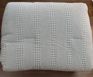 POTTERY BARN HONEYCOMB WAFFLE COTTON COMFORTER, FULL/QUEEN ~ CHAMBRAY - Picture 1 of 15