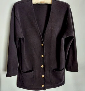 Chaus Petite Damen Größe S Schwarz V-Ausschnitt Cardigan Pullover Knopfleiste Taschen - Bild 1 von 5