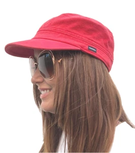Denim Newsboy Hat Red Washed Denim Cap Holiday Hat - Picture 1 of 10