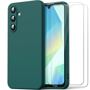 Coque TPU Microfibre VERT FONCE pour Samsung Galaxy A26 5G + 2 Verre trempé - Photo 1/9