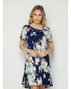 Vestido floral marino See You Soon con mangas cortas - Imagen 1 de 4