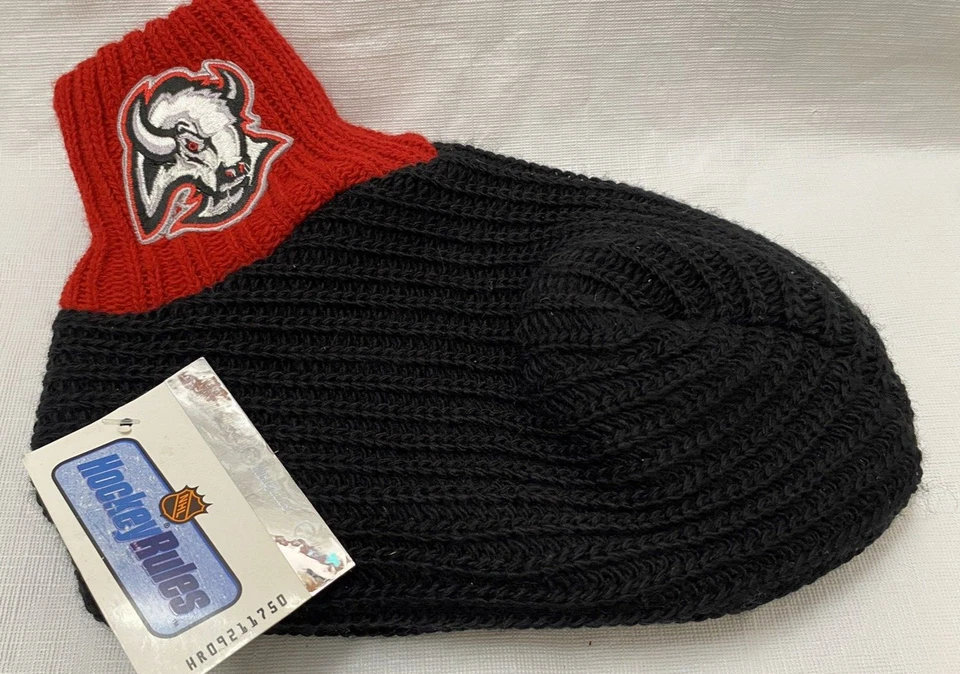 NHL Buffalo Sabres Sweater Slipper Socks Adult One Size Black Red NWT - Image 1 of 3