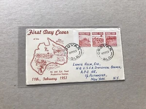 Australia 1953 FDC + Food Production Red #SG258-260 +Scarlet Map Cachet - Picture 1 of 2