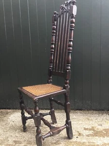 antique hall chair with cane seat - Picture 1 of 5