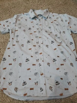 Camisa masculina manga curta Disney Star Wars colarinho botão frontal tamanho G BB-8 Droid - Imagem 1 de 4