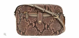 G.I.L.I. Leather Crossbody Bag Handbag with Removable Pouch Blush Snake - NEW - Picture 1 of 6