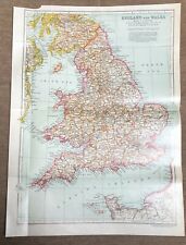 1911 antique color map - england and wales !