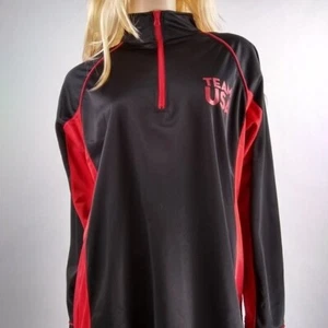 Team USA Olympics Black Red Zip Neck Pullover Jacket Size Medium - Picture 1 of 8