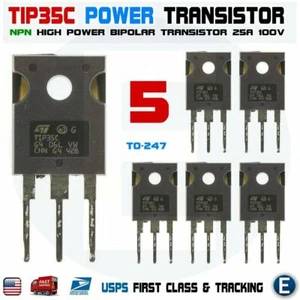 5pcs TIP35C TIP35 NPN High Power Transistor 25A 100V bipolar TO-247 USA - Picture 1 of 6