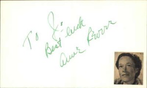 Anne Revere d. 1990 Actress Gentleman's Agreement Signed 3" x 5" Index Card