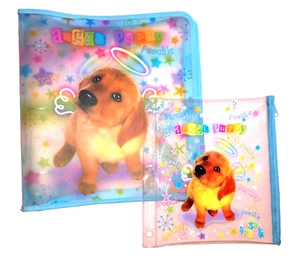 Lisa Frank Vintage Binder Angel Puppy Poochie with Zipper Pouch 13" 1990s - Picture 1 of 12