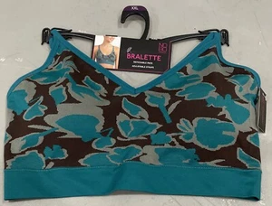 No Boundaries Juniors' Teal & Brown  Floral V-Neck Bralette Size XXL NEW - Picture 1 of 2