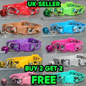 Verstellbarer Kätzchenkragen Tarnglocke Camouflage Katze Haustier Welpe Druckknoppfschnalle UK - Bild 1 von 14