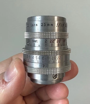 Vintage Kodak 25mm f1.9 Cine Ektar II C Mount Cine Lens 16mm Movie Camera - Image 1 of 4