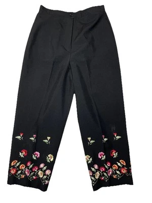 Larry Levine Pants Womens 6 Capri Sport Stretch High Rise Embroidery - Image 1 of 4