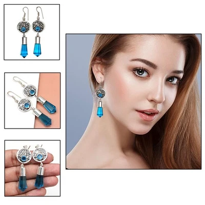 925 Silver Sterling Earring Jewelry Gemstone Handmade Emerald - Image 1 of 4