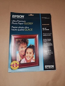 Oryginalny błyszczący papier fotograficzny Epson Ultra Premium 8" x 10" (20 arkuszy) nip - Zdjęcie 1 z 6