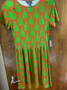 NEW ModCloth Ensemble Observation Knit Holiday Dress Trees Red Green Sz Small - Picture 1 of 1