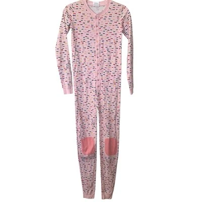 Pijama Hanna Andersson Rosa Multicolor Lazos Algodón Largo Estilo John 160 EE. UU. Talla 14 Foto 1 de 4