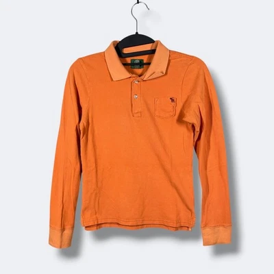 Camisa Polo De Colección Abercrombie Fitch L/s Para Mujer M Ajustada Naranja Logo Alce Preppy Foto 1 de 4