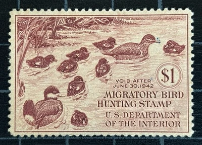 US Stamps - SC# RW8 - Duck Stamp - MOGH - Gum Disturbed  - SCV $95.00 - Image 1 of 2