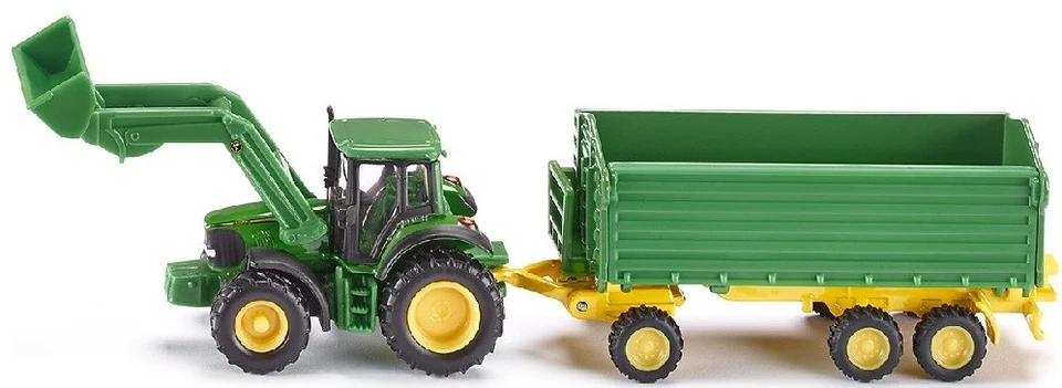 SIKU, JOHN DEERE con caricatore e rimorchio a 3 assi Ech:1/87, 1/87,  SIK1843 - Immagine 1 di 1