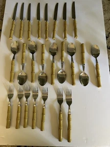 24 piezas. Cubiertos vintage de bambú sintético de acero inoxidable cubiertos varios - Imagen 1 de 2