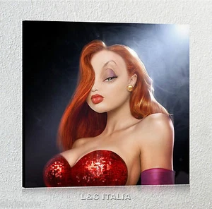 Jessica Rabbit  Quadro Moderno cm 50x50 Stampa Tela Arredamento Casa Wolf Film - Foto 1 di 1