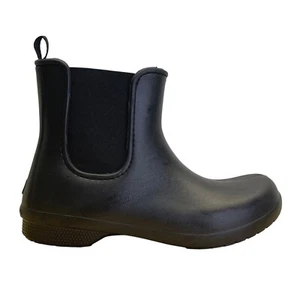 Crocs Women’s Black Elastic Side Panels Waterproof  Chelsea Rain Boots Size W9 - Picture 1 of 12