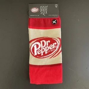 Odd Sox Dr. Pepper Can Logo Crew Socks Red Mens Womens Novelty Gift Size 8-12 - Picture 1 of 6